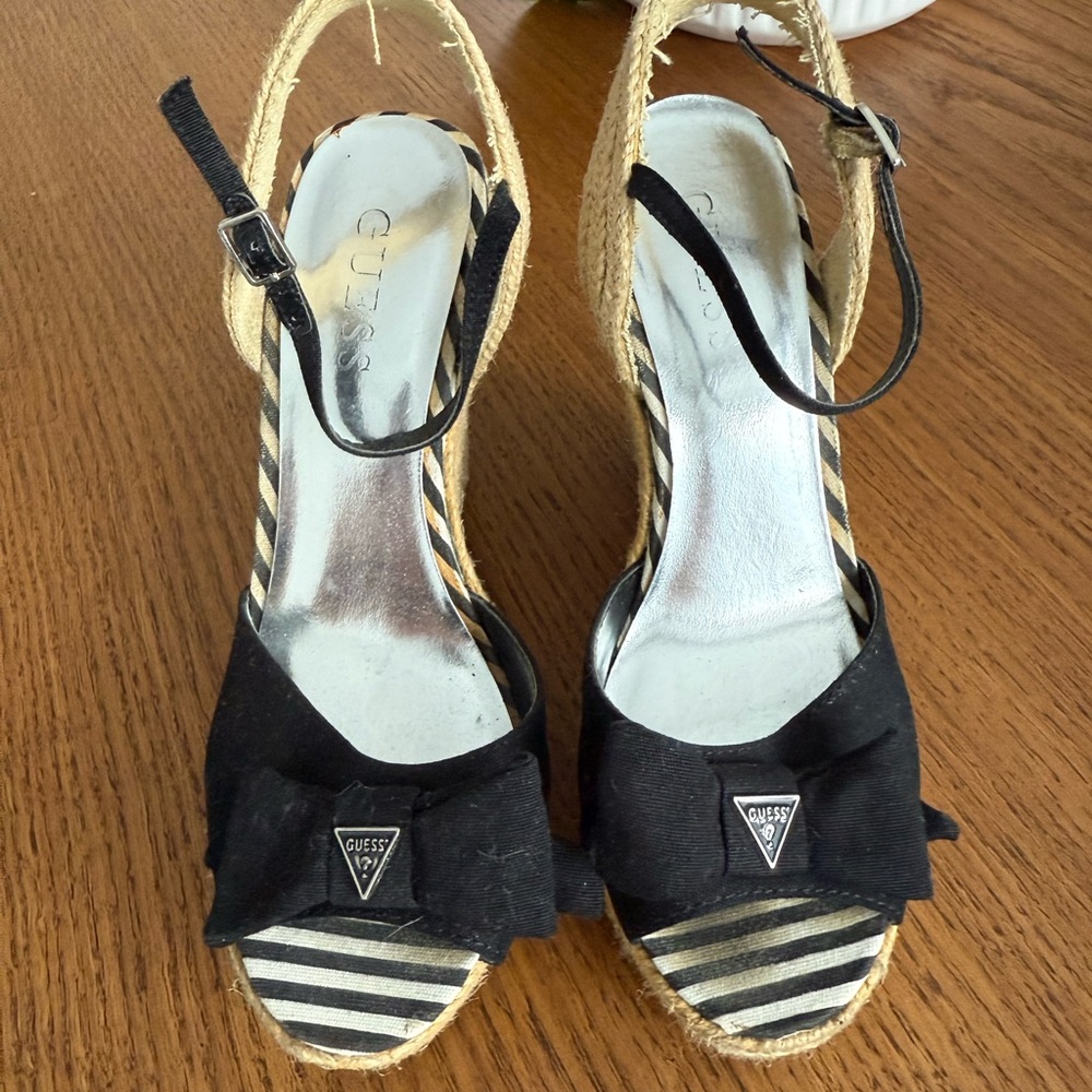 Guess Black and White Espadrilles Nautical Style